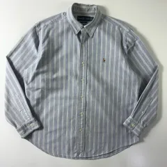 Polo ポロ ラルフローレン 90 s 刺繍 コットン ストライプ オックスフォード シャツ