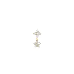 K18YG フラワー ダイヤモンド ピアス 0.09CT 片耳
