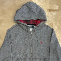 L ポロラルフローレン グレー 起毛 フード ジップアップ
