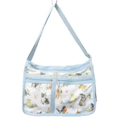 レスポートサック LesportSAC ショルダーバッグ アニマル柄 総柄 切替 ロゴ 水色 ライトブルー 系 マルチカラー 1213