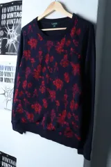 W(M-L) ポロラルフローレン スウェット Tシャツ フラワー ネイビー-1789F