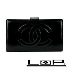 シャネル ■中古■ がま口 長財布 二つ折り ウォレット ラムスキン ブラック 箱 【429729】5