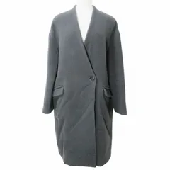 ノーブル NOBLE 20AW ウールナイロンフロントボタンVネックコート ロング グレー系 36 S相当 ■GY09 Xのサムネイル