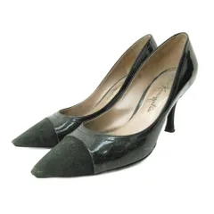 銀座かねまつ GINZA Kanematsu パンプス シューズ ハイヒール ポインテッドトゥ エナメルレザー 23.0cm 黒 ブラック 0918 ■YHS4