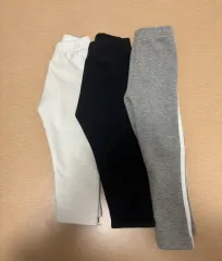 (90)女の子 起毛 レギンス 3種 (白/黒/グレー) まとめ