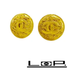 シャネル ■新同■ ラウンド サークル ココ イヤリング アクセサリー GP ゴールド 96A 箱 【409035】3