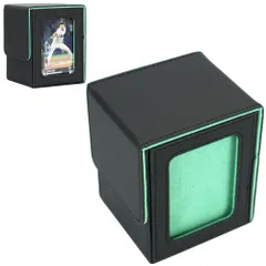 推し窓付きデッキケース マグネット内蔵 トレーディングカード収納 ローダー&セパレーター付属 大容量 (グリーン) [グリーン]