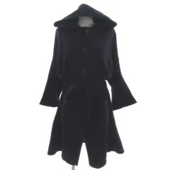 ジャーナルスタンダード レリューム JOURNAL STANDARD relume コート ニット フーディー リボンベルト ウール混 ネイビー 紺 F