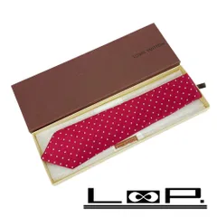 ルイヴィトン ■美品■  ネクタイ ビジネス ファッション ドット モノグラム シルク  レッド 箱 【019665】11