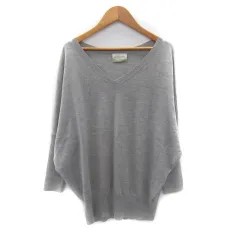 ユナイテッドアローズ UNITED ARROWS ニット カットソー 長袖 ドルマンスリーブ Vネック 無地 ウール シルク混 カシミヤ混 グレー /SY34