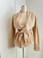 ヴィンテージ ギャル ファー カラ ベルト ムートン コート