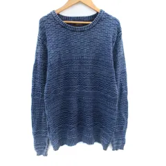 ニコルクラブフォーメン NICOLE CLUB FOR MEN ニット セーター 長袖 総柄 46 S 青 ブルー /SM7