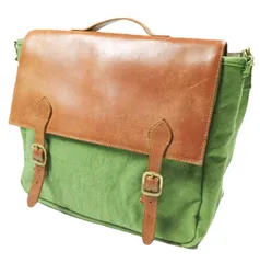 TANDEY タンデイ Leather Flap Shoulder Bag 帆布＆レザー ショルダーバッグ Green/Brown カバン g25846のサムネイル
