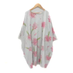 バーンドア BARNDOOR ワンピース ひざ丈 七分袖 ドラマンスリーブ 花柄 M マルチカラー ライトグレー /YK38