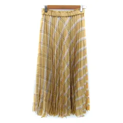コムサ COMME CA プリーツスカート ロング丈 マキシ丈 チェック柄 9 黄 イエロー /SY16