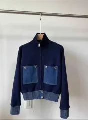 ネイビー デニムポケット ジップアップ ブルゾン ジャケット セットアップ デニムセット