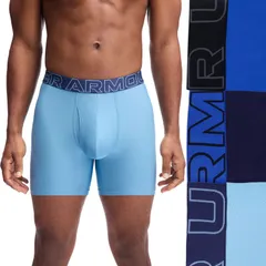 アンダーアーマー メンズ アンダーウェア ボクサーパンツ Mens Under Armour 3pc Performance Tech 6Inch Boxerjock Set Blue Smoke スのサムネイル