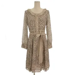 トゥービーシック TO BE CHIC ワンピース ひざ丈 長袖 ドット ベージュ 40 ■GY12