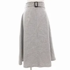 ナチュラルビューティーベーシック NATURAL BEAUTY BASIC フレアスカート チェック ベルト ロング XS グレー /FF ■MET1