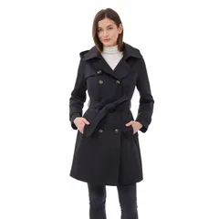 ロンドンフォグ レディース アウター ジャケット・ブルゾン コート Womens London Fog Hooded WaterResistant Raincoat Black ブラックのサムネイル