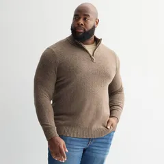 ソノマ メンズ アウター ニット・セーター トール Big Tall Sonoma Goods For Life QuarterZip Sweater Brownep ブラウンのサムネイル