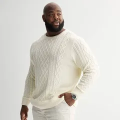ソノマ メンズ アウター ニット・セーター トール Big Tall Sonoma Goods For Life Cable Crew Sweater Ivory アイボリーのサムネイル