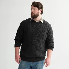 ソノマ メンズ アウター ニット・セーター トール Big Tall Sonoma Goods For Life Cable Crew Sweater Black ブラックのサムネイル