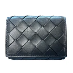 BOTTEGAVENETA ボッテガヴェネタ 三つ折り財布 イントレチャート レザー ブラック レディース