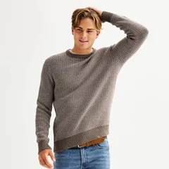 ソノマ メンズ アウター ニット・セーター クルーネック Mensonoma Goods For Life Midweight Birdseye Crewneck Sweater Tan タンのサムネイル