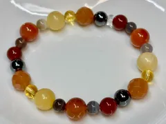 身体を温めエネルギーを高める対人関係カーネリアンと瑪瑙のブレスレット17cm新品
