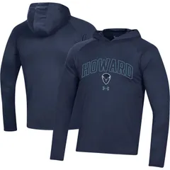 アンダーアーマー メンズ トップス Tシャツ Mens Under Armour Navy Howard Bison 2023 Sideline Techooded Raglan Long Sleeve TShirt Nc2 Navy ネイビー