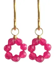 ルビー　フックピアス 金属アレルギー対応 天然石 ハンドメイド A3066