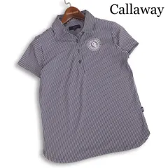 Callaway キャロウェイ ゴルフ 春夏★ 半袖 ストライプ ロゴ刺繍 ポロシャツ Sz.M レディース