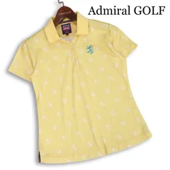 【美品】Admiral GOLF アドミラル ゴルフ 春夏★ ツバメ 総柄 半袖 ロゴ刺繍 ストレッチ ポロシャツ Sz.M レディースのサムネイル