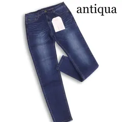 【新品 未使用】 antiqua アンティカ USED加工 ストレッチ スキニー デニム パンツ ジーンズ Sz.XL レディース 大きいサイズ