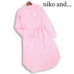 【新品 未使用】 niko and... ニコアンド 通年★ 長袖 ストライプ ロング シャツ ワンピース Sz.3 レディース