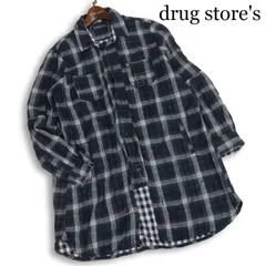 drug store's ドラッグストアーズ ブタ刺繍★ 長袖 ダブルガーゼ チェック柄 シャツ チュニック Sz.F レディース