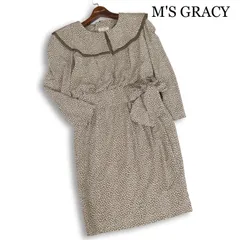 M'S GRACY エムズグレイシー 春夏★ 花柄 総柄 フリル ウエストリボン ビッグカラー ロング ワンピース Sz.9 レディース