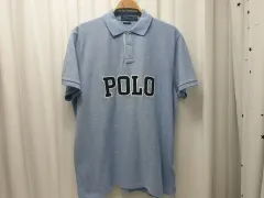 ポロ レタリング 半袖 カラーTシャツ ブルー (XL)