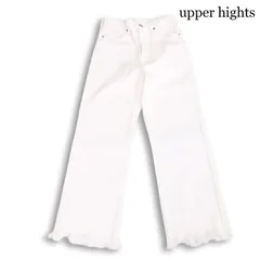 upper hights アッパーハイツ 553119 ハイライズ フレア カットオフ デニム パンツ ジーンズ Sz.22 レディース 白 日本製