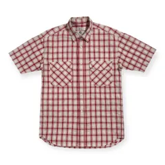 90s 00s time shifter タイムシフター F.M.HAMMERLE チェック 両胸ポケ 半袖 ワークシャツ L /ホワイト系×レッド/ビンテージ