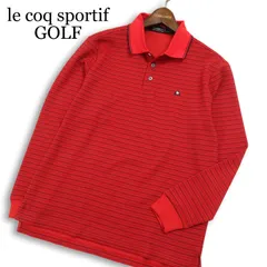 le coq sportif GOLF ルコック スポルティフ ゴルフ 通年 ロゴ刺繍★ 長袖 ボーダー ポロシャツ Sz.S メンズ 赤