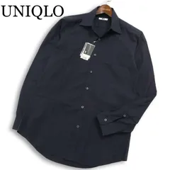 未使用★ UNIQLO ユニクロ 通年 ストレッチ★ スリムフィット 長袖 シャツ Sz.L メンズ ネイビー