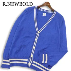 R.NEWBOLD ポールスミス 春夏 麻 リネン混★ チルデン ニット カーディガン Sz.L メンズ 青のサムネイル