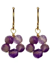 アメジスト　フックピアス 金属アレルギー対応 天然石 ハンドメイド A3073