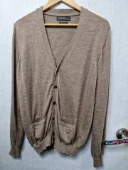 ZARA MAN ウール100 カーディガン ベージュ L メンズ ニット カーディガン