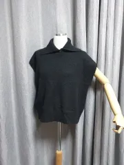 ブラック ボタン デザインテープ ニット