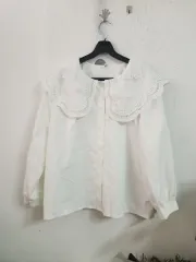レース ビック襟 ブラウス 白