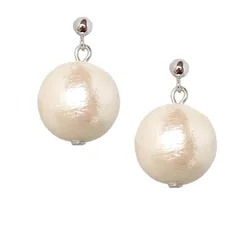 【新品】 [スズメの国 装身具]イヤリング ノンホールピアス コットンパール 12ｍｍ 大粒 揺れる 軽い かわいい 結婚式 披露宴 クリスマス レディース (シルバーカラー) 1