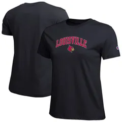 チャンピオン レディース トップス Tシャツ ロゴ Womens Champion Black Louisville Cardinals Arched Over Logo TShirt Lou Black ブラック